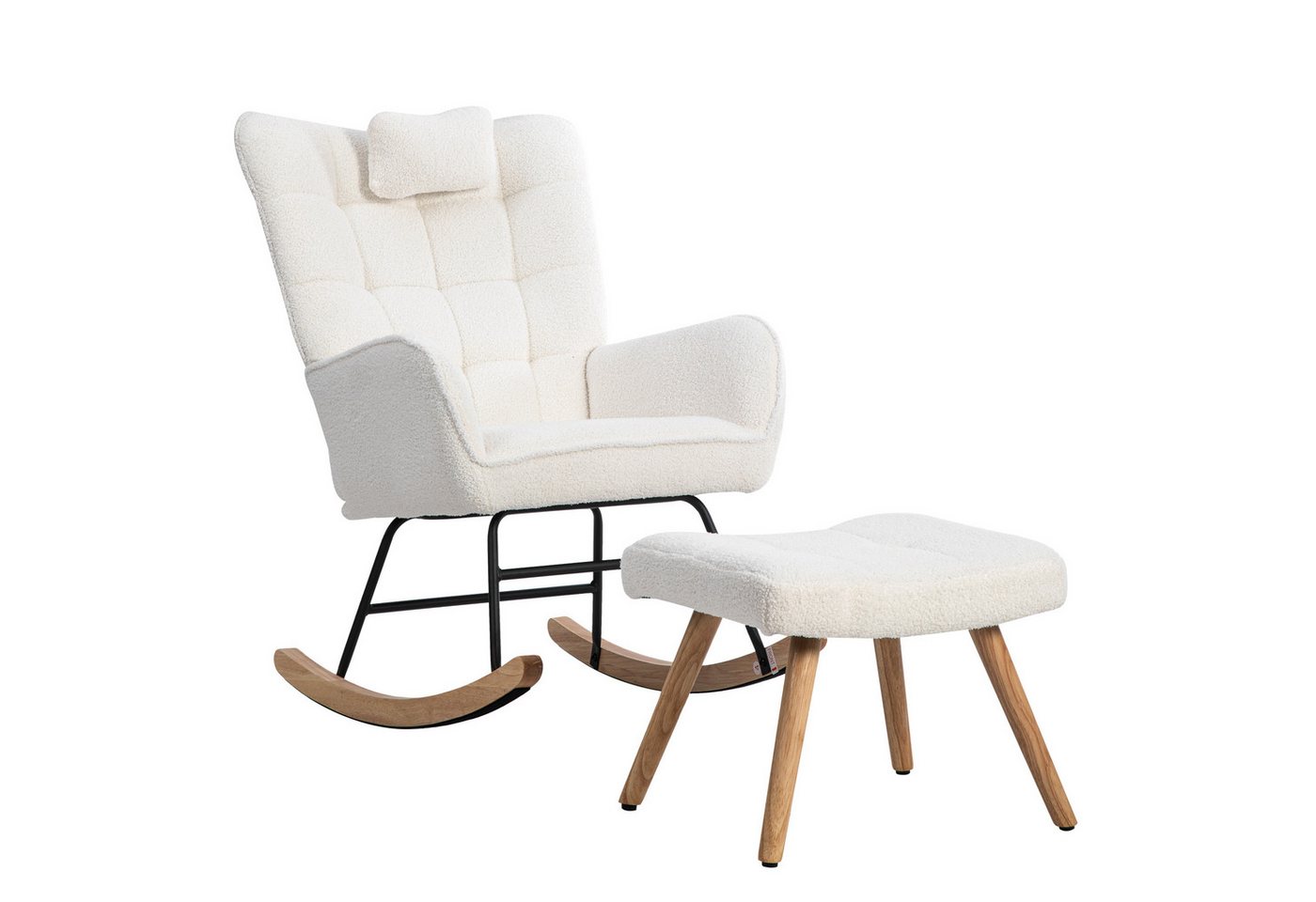 OKWISH Schaukelstuhl Belastbarkeit 250 lbs (Loungesessel, 2 St), mit stabiles Gummifußgestell, Kopfkissen und Fußhocker von OKWISH