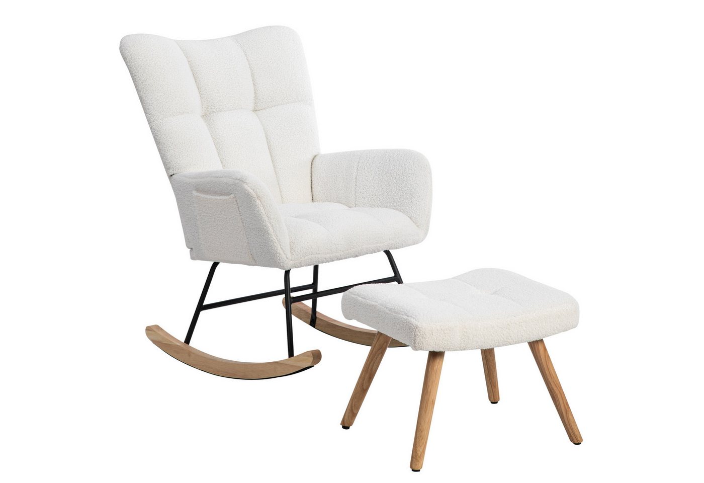 OKWISH Schaukelstuhl Belastbarkeit 250 lbs (Loungesessel, 2 St), mit stabiles Gummifußgestell Fußhocker (49*38*38 cm) von OKWISH