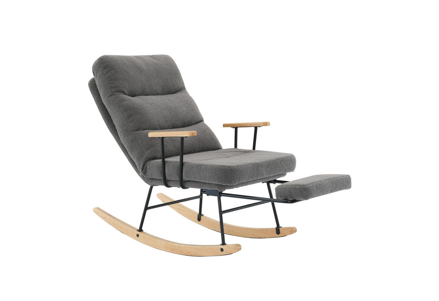 OKWISH Schaukelstuhl Loungesessel (stabiler und rutschsicherer Liegefunktion, 1 St), mit Schwerkraftverstellung, manuellem Fußstützenmechanismus von OKWISH