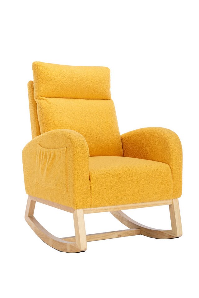 OKWISH Schaukelstuhl Relaxstuhl Schaukelsessel, Teddy Fabric Upholstered Rocking Chair,Für Wohnzimmer/Schlafzimmer von OKWISH