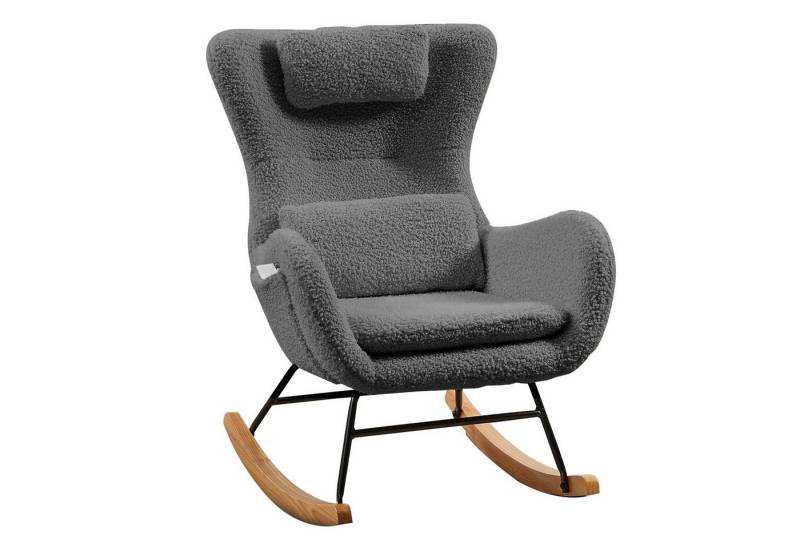 OKWISH Schaukelstuhl Teddy Plüsch-Swingsessel mit Holzsockel (Schaukelstuhl mit hoher Rückenlehne, 1 St), Kopfstütze und Lendenkissen Teddyplüsch von OKWISH