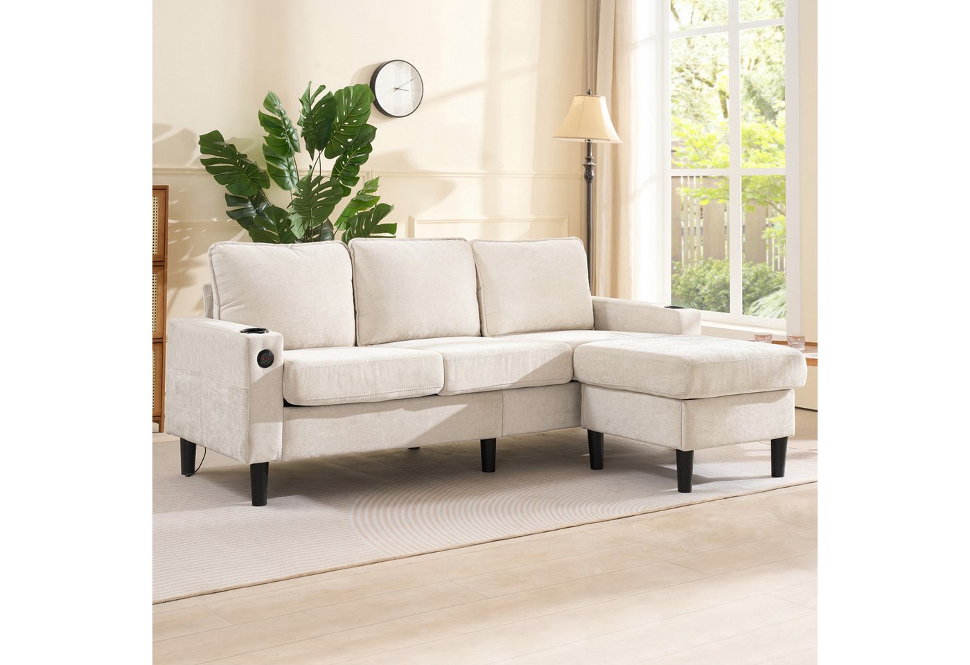 OKWISH Schlafsofa 3-Sitzer-Sofa mit zwei Getränkehaltern, Wohnzimmersofa, Polstersofa, mit USB- und Typ-C-Anschlüssen OKWISH Schlafsofa 3-Sitzer-Sofa mit zwei Getränkehaltern, Wohnzimmersofa, Polstersofa, mit USB- und Typ-C-Anschlüssen von OKWISH