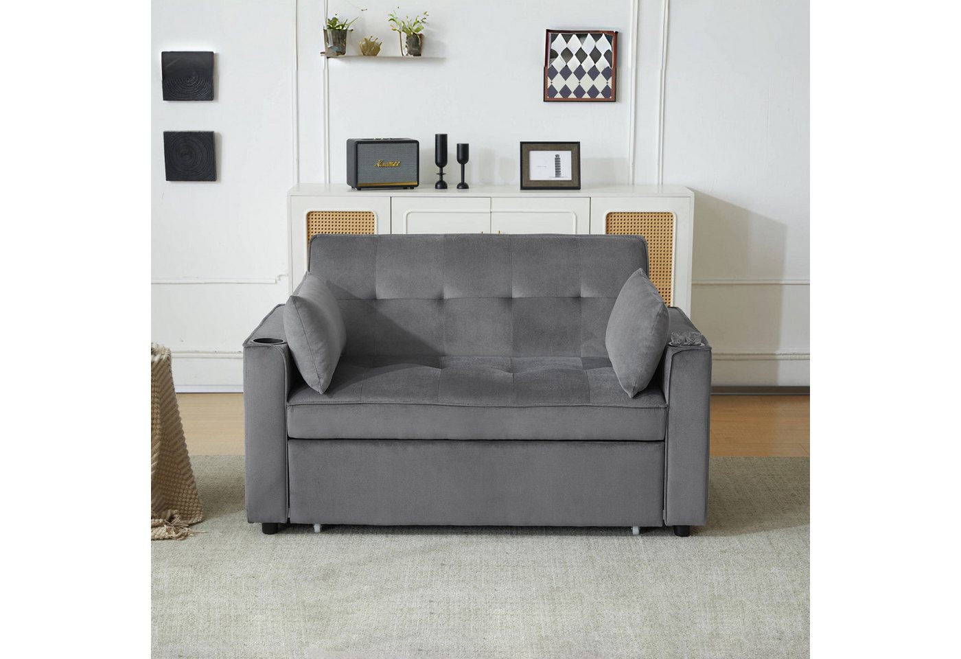 OKWISH Schlafsofa Kindersofa Loungesofa Küchensofa, Klappbares Multifunktions-sofa mit Kissen und Getränkehaltern, Multifunktionssofa mit Schlaffunktion OKWISH Schlafsofa Kindersofa Loungesofa Küchensofa, Klappbares Multifunktions-sofa mit Kissen und Getränkehaltern, Multifunktionssofa mit Schlaffunktion von OKWISH