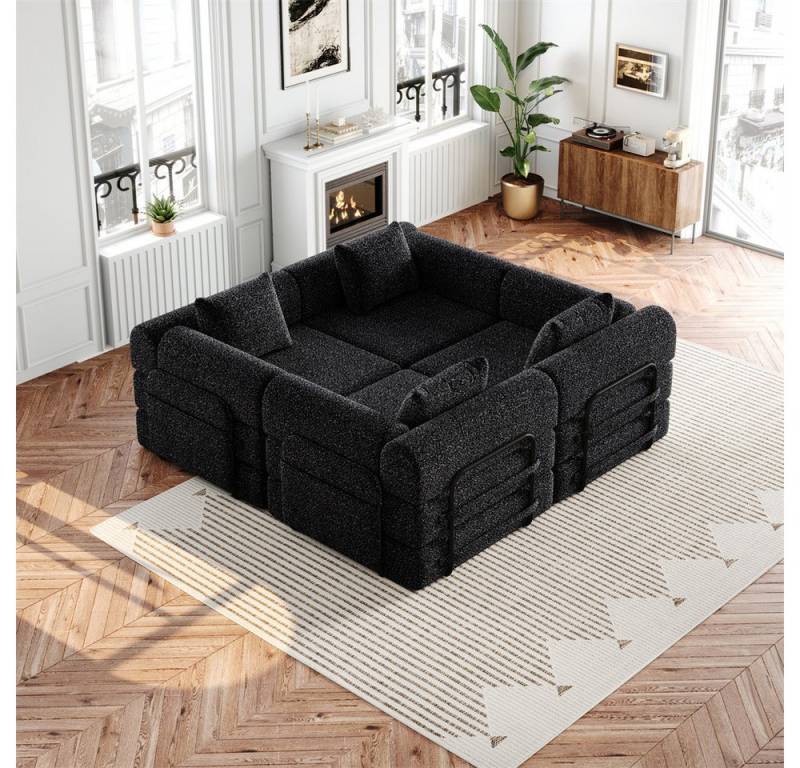 OKWISH Schlafsofa Modernes Chenille-Sofa 2-in-1, mit integriertem Stauraum – mit stabilen Metallrahmen & flexiblem Design für individuelle Raumgestaltung 4 Teile, mit Relaxfunktion von OKWISH