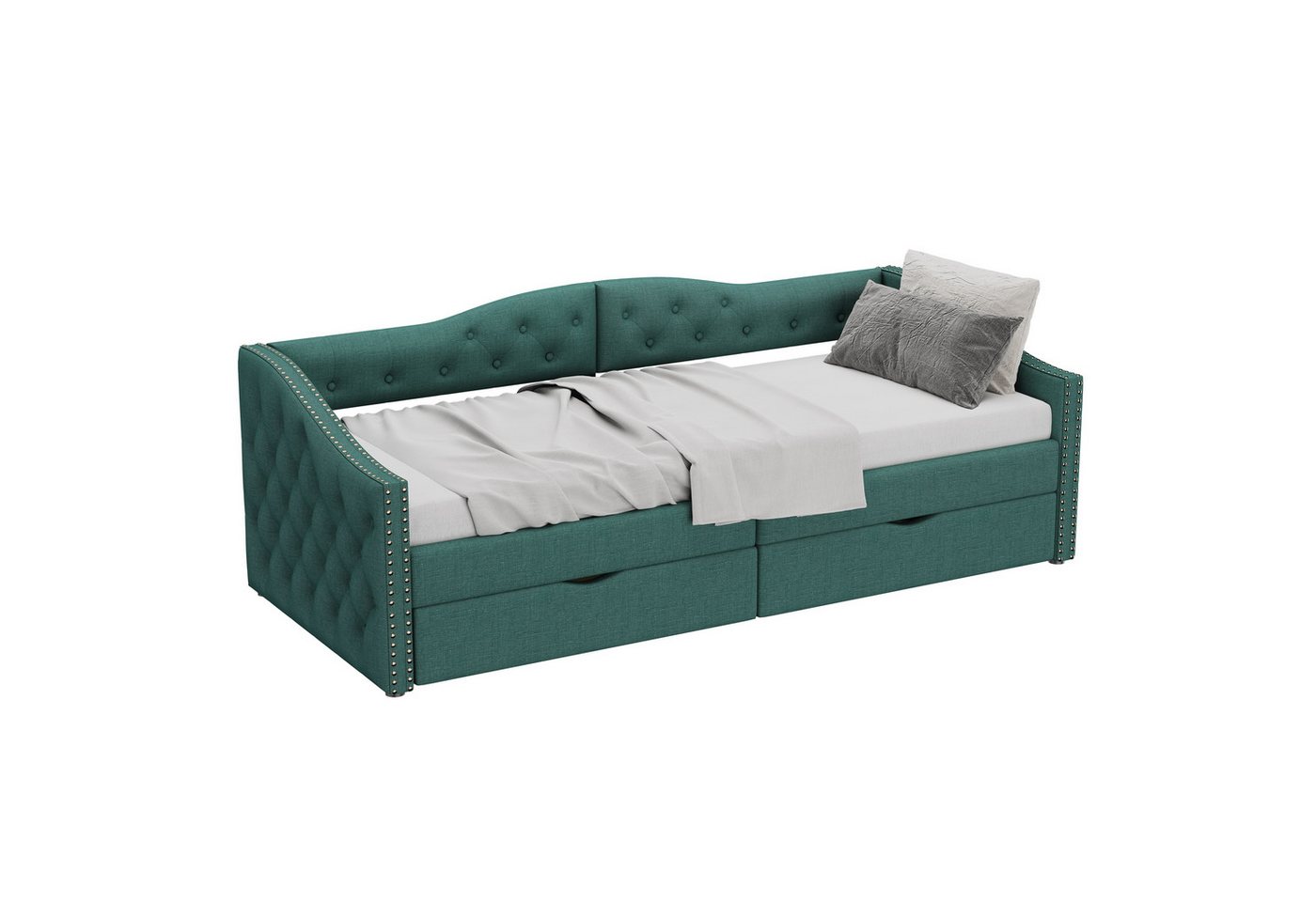 OKWISH Schlafsofa Tagesbett, Einzel-Tagesbett mit Schubladen, großer Stauraum, Polsterbett Tagesbett 90*200cm, ohne Matratze von OKWISH