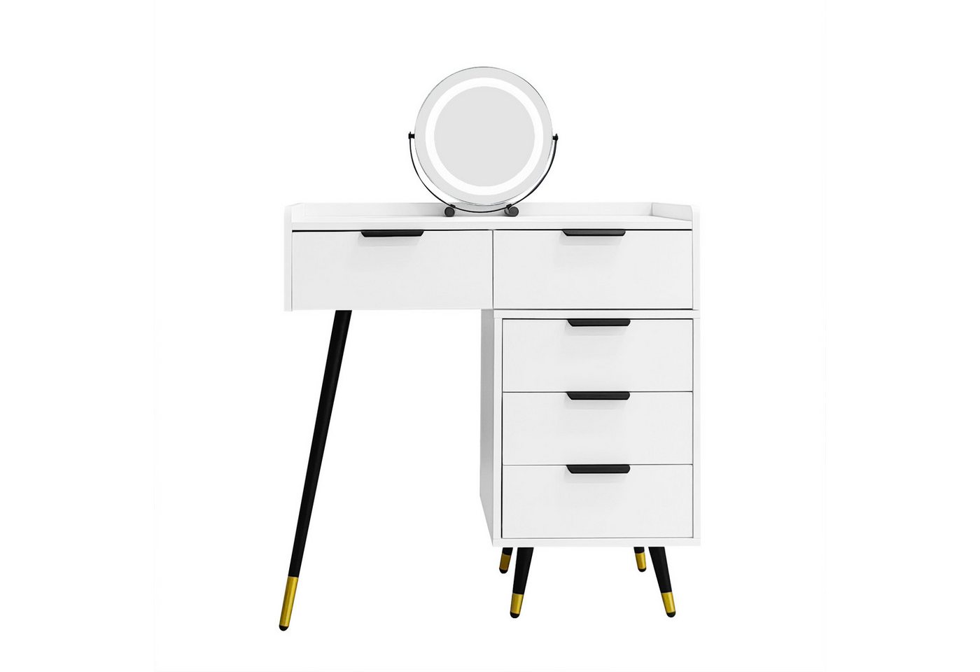 OKWISH Schminktisch mit smartem LED-Lichtspiegel (Kosmetiktisch, 1-St., 5 Schubladen), mit luxuriöse vergoldete Metallbeine von OKWISH