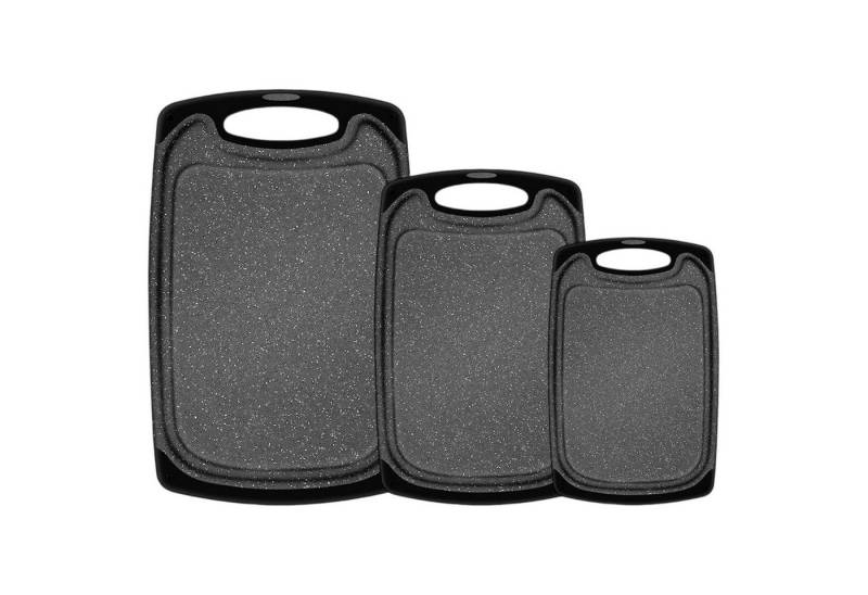 OKWISH Schneidebrett 3er Set Küchenbrett Cutting Board Küchenzubehör, Kunststoff, (Brotbretter Servierbretter, 3-St., Groß (39,6 x 23,8 cm) Mittel (31,4 x 19,8 cm) Klein (24,3 x 14,5 cm), mit Saftrillen und Rutschfeste Matten, Spülmaschinenfest von OKWISH