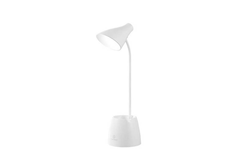 OKWISH Schreibtischlampe Akku Nachttischlampe Tischlampe Tisch Lampe Leuchte mit Stifthalter, mit Handy Ständer, LED fest integriert, 3 Farbtemperaturen, Kaltweiß Neutralweiß Warmweiß, Kabellos Dimmbar Tischleuchte Kinder Jungen 360° einstellbarer Winkel von OKWISH