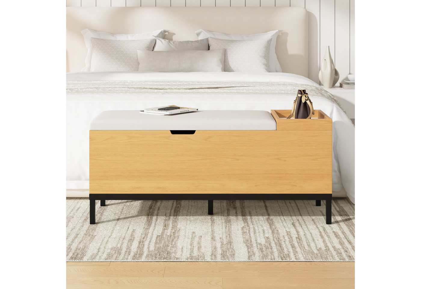 OKWISH Schuhbank Aufbewahrungsbank Sitzschrank (mit Stauraum & Kaltschaum-Sitzpolster, 1-St., B115/D40/H49.5 cm), mit Sitzbank von OKWISH