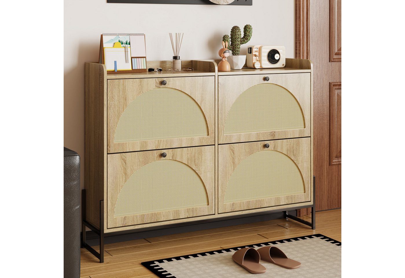 OKWISH Schuhschrank einstellbarer Schuhregal, schmaler (Schuhkipper, 1-St., 118 x 25 x 91.5cm) mit 4 Klappen von OKWISH