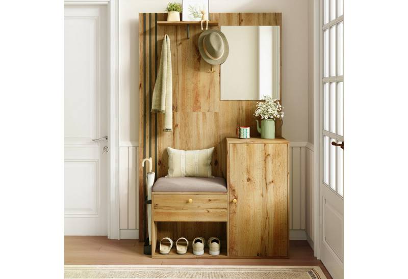 OKWISH Schuhschrank für 12–17 Paar Schuhe (Schuhkommode, 1-St., mit zwei Türen und einer Schublade) mit verstellbarem Schuhregal von OKWISH