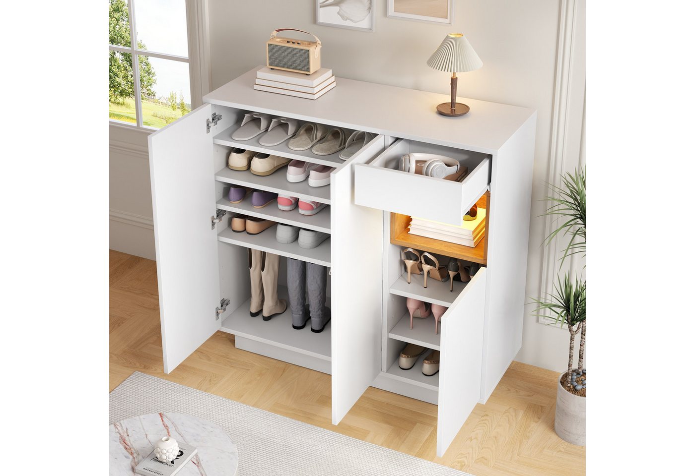 OKWISH Schuhschrank für 14–18 Paar Schuhe (Schuhkommode, Schuhkipper, 1-St., 1 Schublade) mit verstellbaren Einlegeböden von OKWISH