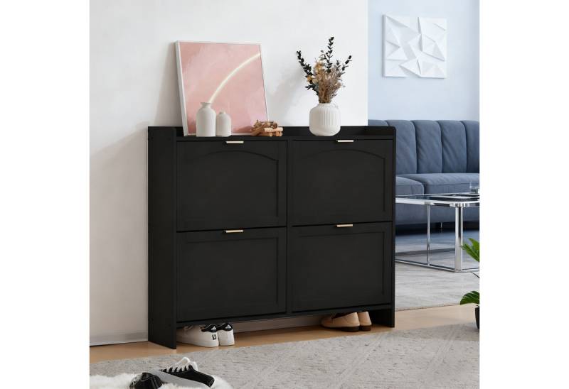 OKWISH Schuhschrank mit 4 Klappfächern (mit offenen Ablagen, platzsparendes Schuhregal, 1-St., B110/H90/T24 cm) von OKWISH