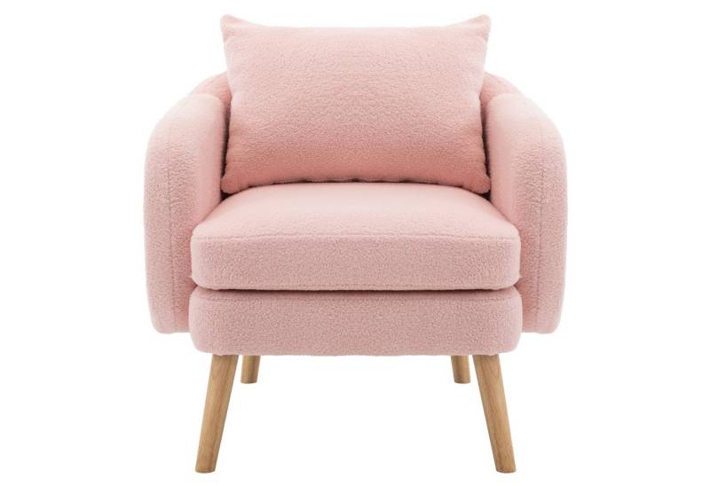OKWISH Sessel Polstersessel Armlehnensessel Freizeitsessel Einzelsessel Loungesessel (mit Kissen, Sessel mit extra dickem Kissen, Beine aus Massivholz), Moderner, schlichter Teddy-Samtstuhl von OKWISH
