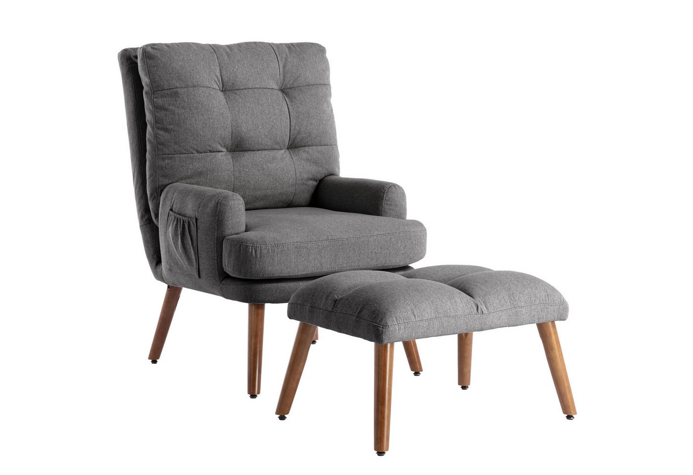 OKWISH Sessel mit Fußhocker (Loungesessel, 2-St., Rückenlehne 10-stufig verstellbar, neigbar), mit Rückenlehne, seitlicher Ablage von OKWISH