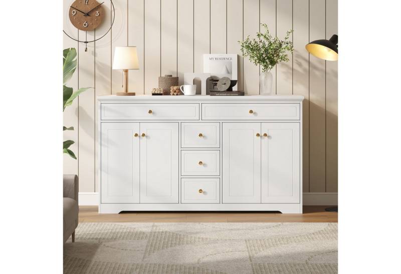 OKWISH Sideboard 150 cm Breite, aus MDF (Kommode, Beistelltisch, Wohnzimmerschrank, 1 St., mit 5 Schubladen, 4 Türen), mit verstellbaren Einlegeböden von OKWISH