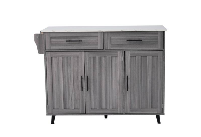 OKWISH Sideboard Anrichte Küchenschrank Speisewagen (1 St., 5 Räder, 3 Tür), mit Ausziehbare Arbeitsplatte,Massivholzbeine umschaltbar von OKWISH