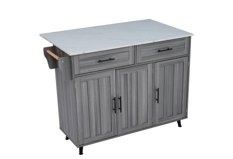 OKWISH Sideboard Anrichte Küchenschrank Speisewagen (1 St., 5 Räder, 3 Tür), mit Ausziehbare Arbeitsplatte,Massivholzbeine umschaltbar von OKWISH