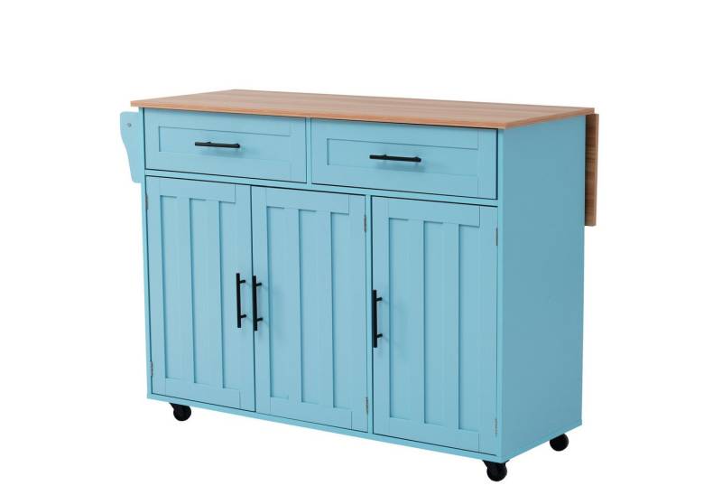 OKWISH Sideboard Anrichte Küchenschrank Speisewagen (1 St., 5 Räder, 3 Tür), mit Ausziehbare Arbeitsplatte,Massivholzbeine umschaltbar von OKWISH