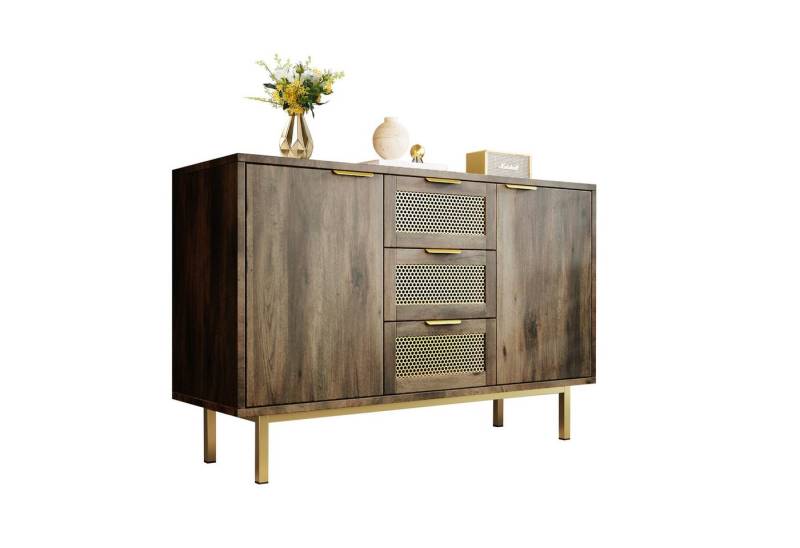 OKWISH Sideboard Kommode (Wohnzimmerschrank, 1 St., Metallgriffe Kommode, Mehrzweckschrank mit Schubladen), H76/B120/T40 cm von OKWISH