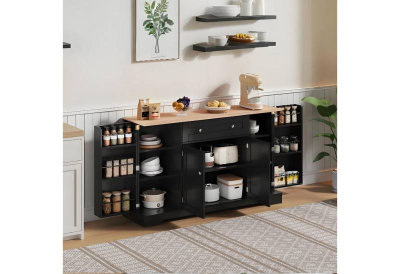 OKWISH Sideboard Küchenbuffet,Kommode (Multifunktionales Küchenbuffet 138 cm Sideboard mit Schublade, verstellbaren Einlegeböden, Kippschutz – Modernes Design für Küche, Wohnzimmer & Schlafzimmer, praktischer Stauraum), mit Kippschutz, mit Schublade von OKWISH
