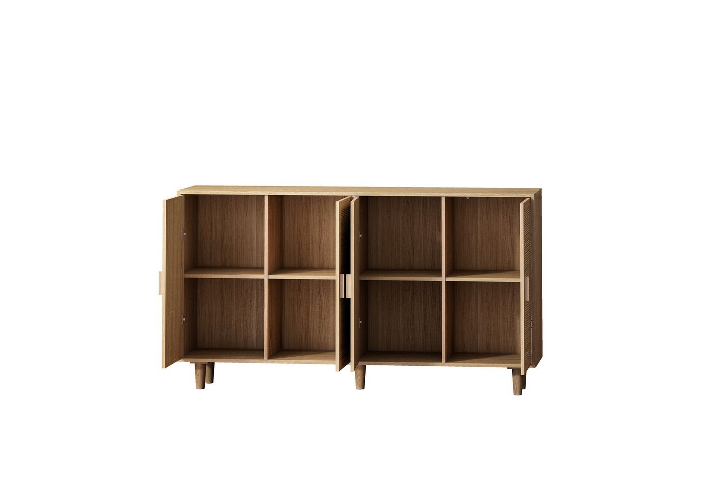 OKWISH Sideboard Modernes Küchenschrank, Anrichte (158 cm Rattan-Kommode mit 4 Türen – Robuste Aufbewahrungslösung für Wohnzimmer, Schlafzimmer & Büro – Viel Stauraum, Anpassbare Regale, Zeitloses Design für Langlebigkeit und Stil) OKWISH Sideboard Modernes Küchenschrank, Anrichte (158 cm Rattan-Kommode mit 4 Türen – Robuste Aufbewahrungslösung für Wohnzimmer, Schlafzimmer & Büro – Viel Stauraum, Anpassbare Regale, Zeitloses Design für Langlebigkeit und Stil) von OKWISH
