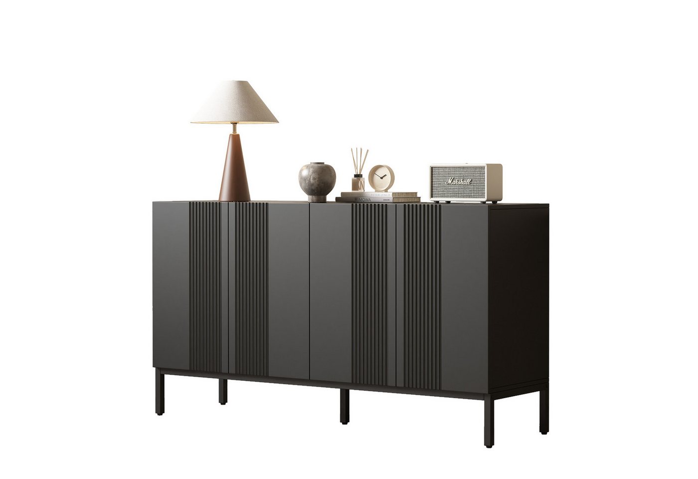 OKWISH Sideboard Modernes Küchenschrank, Anrichte (Modernes 4-türiges Sideboard, grifflos, höhenverstellbare Regale, für Wohnzimmer, Esszimmer, Küche – elegantes Design, flexibler Stauraum) von OKWISH