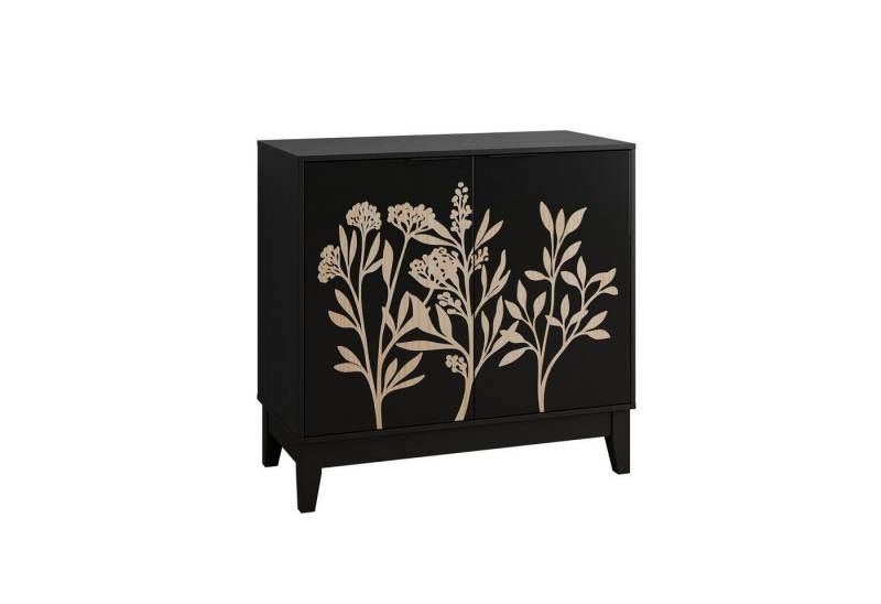 OKWISH Sideboard Modernes Küchenschrank,Anrichte (80 cm Vintage-Buffetschrank mit Blumenschnitzerei – Multifunktionales Sideboard mit verstellbaren Einlegeböden, Wasserfestes MDF-Material., 38 cmx 80 cmx 76 cm), mit geschnitzten Möbeln von OKWISH
