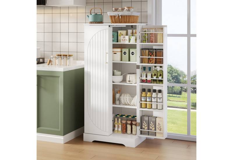 OKWISH Sideboard Modernes Küchenschrank,Anrichte (mit LED-Sensorleuchte, höhenverstellbaren Einlegeböden, weiß, 1 St., 60 × 35 × 128 cm) von OKWISH