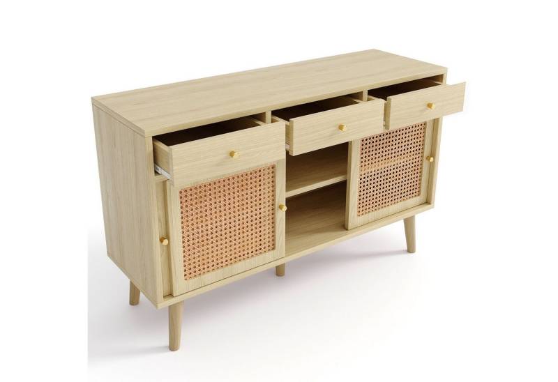 OKWISH Sideboard Sideboard mit verstellbaren Einlegböden, Kommode mit 3 Schubladen und 3 Schwebetüren OKWISH Sideboard Sideboard mit verstellbaren Einlegböden, Kommode mit 3 Schubladen und 3 Schwebetüren von OKWISH