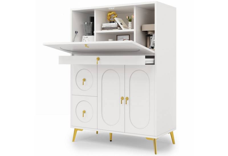 OKWISH Sideboard Vorratsschrank,Küchenschrank,Flurschrank (100 x 50 x 140 cm (L x B x H), mit Falttüren von OKWISH