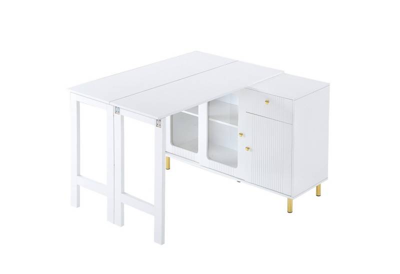OKWISH Sideboard mit Großer Stauraum (Kommode, Anrichte, Wohnzimmerschrank, Ecktisch, Computertisch, 1 St., 1 klappbarem Tisch, 3 Türen, 1 Schublade), mit klappbarem Ausziehtisch, Wellenmuster Design von OKWISH