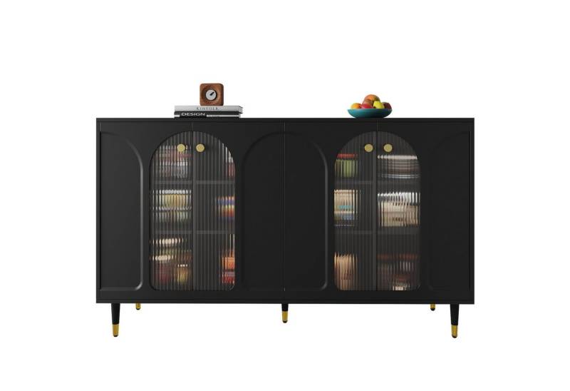 OKWISH Sideboard mit großem Stauraum (Kommode, Anrichte,Buffet, 1 St., 4 Türen), mit dekorativen Metalldetails von OKWISH
