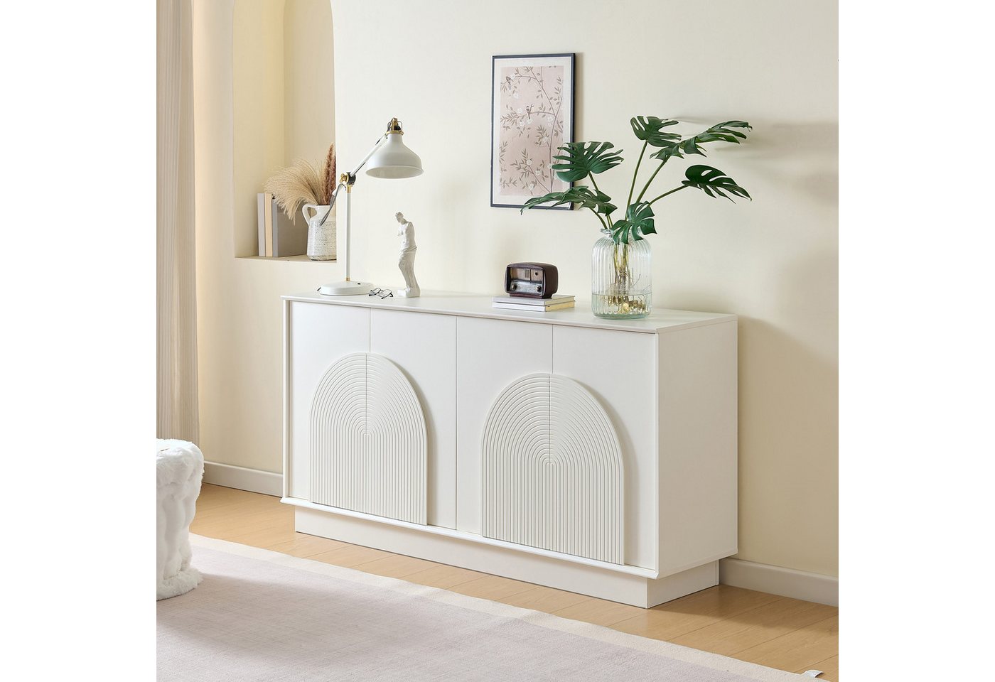 OKWISH Sideboard mit matter Oberfläche (Kommode, Anrichte, Wohnzimmerschrank, 1 St., 4-Türiger Aufbewahrungsschrank), MDF-Konstruktion von OKWISH