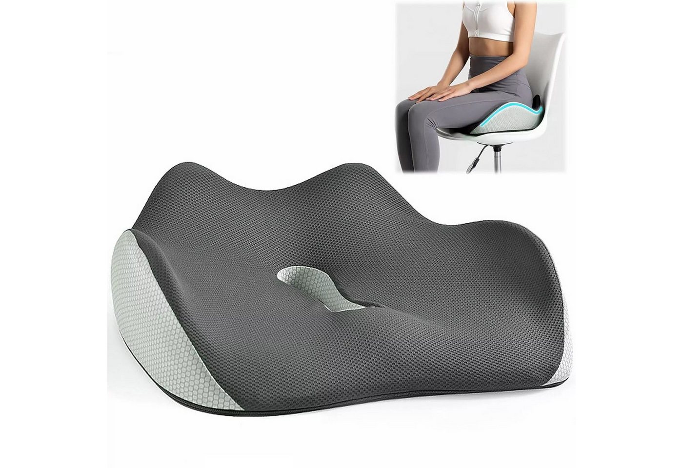 OKWISH Sitzkissen Ergonomisches 3D Sitzkissen Orthopädisch Bürostuhl Kissen, Lindert Rücken- und Steißbeinschmerzen Ideal für langes Sitzen von OKWISH