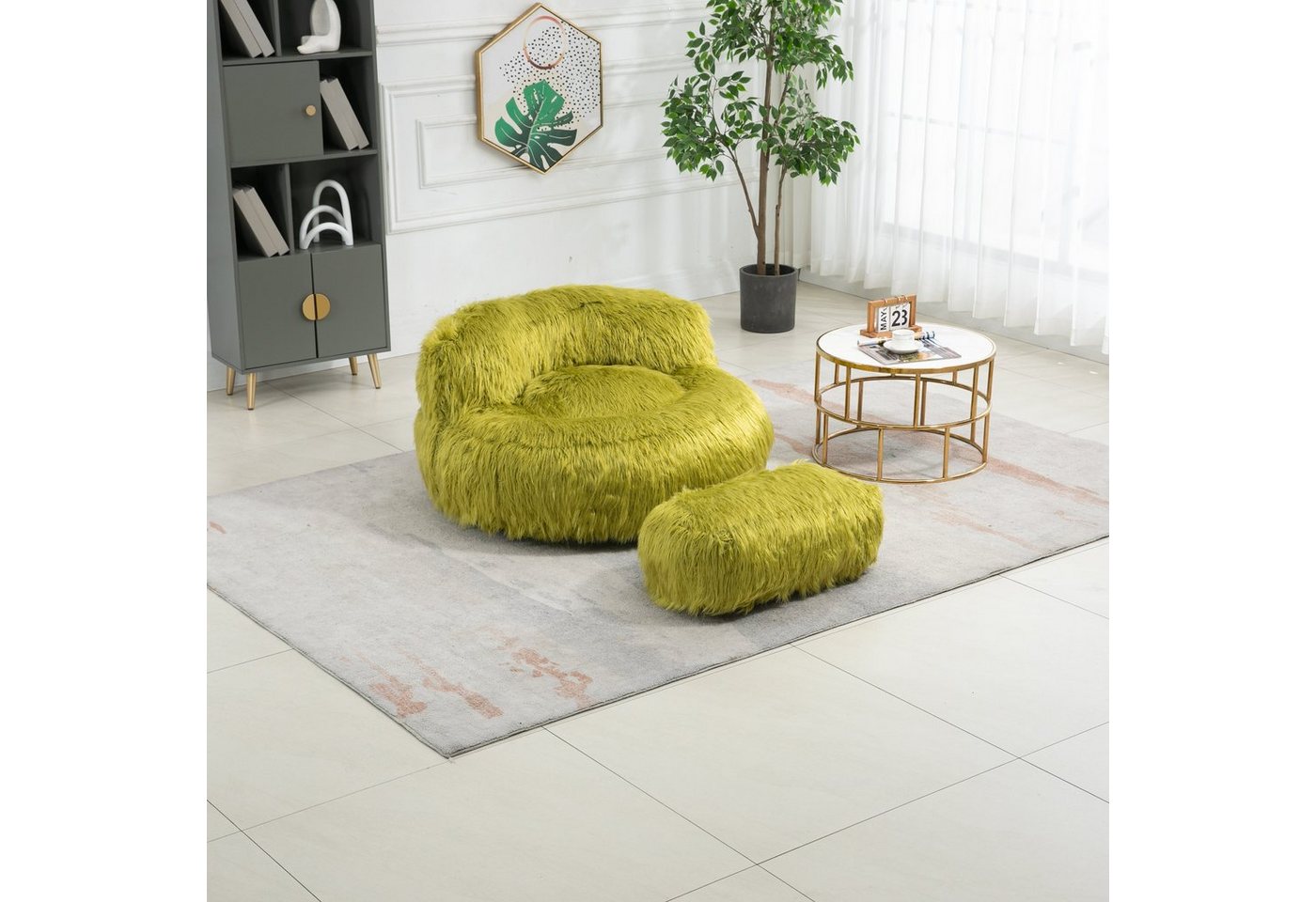 OKWISH Sitzsack Kunstpelz Sitzsack Lazy Schlafsofa (Stuhl mit Ottoman für Erwachsene Kinder, für Wohnzimmer,Wohnung,Schlafzimmer,Home Office) von OKWISH