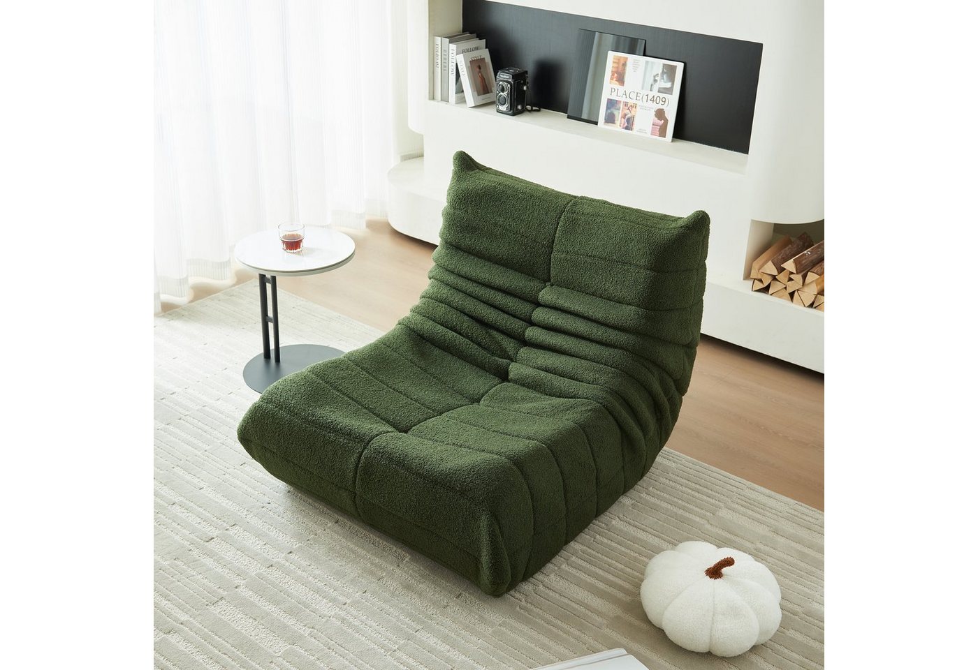 OKWISH Sitzsack Sofa Einzelsofa,Wohnzimmer Sofa (Teddyfleece+Schaumstoff mit hoher Dichte, 36.00x40.00x28.30(LxWxH), Interne rahmenlose Struktur, Produkt als komprimierte Verpackung)" von OKWISH