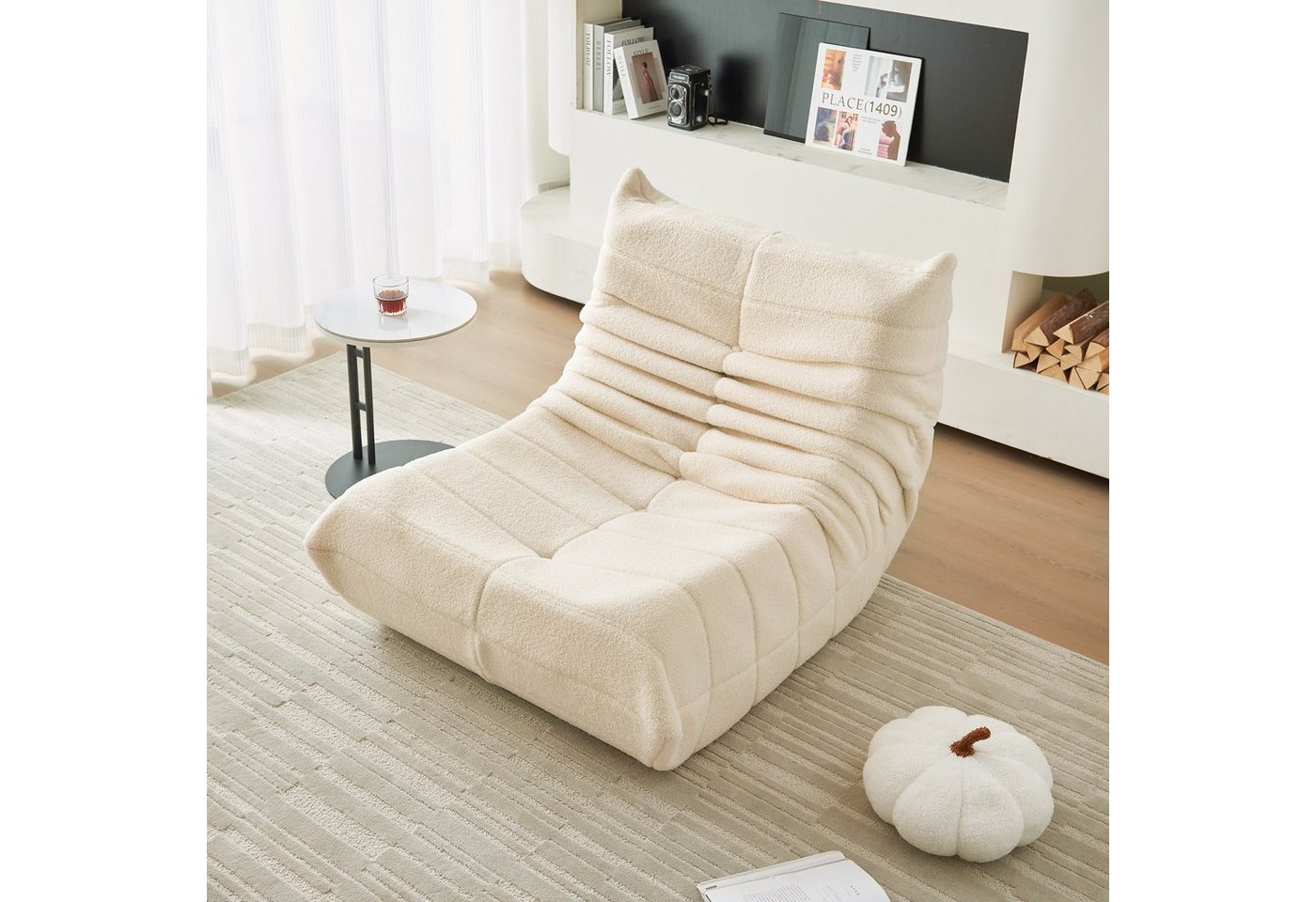 OKWISH Sitzsack Sofa Einzelsofa,Wohnzimmer Sofa (Teddyfleece+Schaumstoff mit hoher Dichte, 36.00x40.00x28.30(LxWxH), Interne rahmenlose Struktur, Produkt als komprimierte Verpackung)" von OKWISH