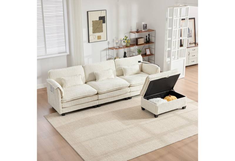 OKWISH Sofa 2-Sitzer aus Chenille mit Memory Foam und Schaumstofffüllung, inklusive USB-Anschluss, Seitentasche, Handyhalter und modularen Hockern, Loungesofa OKWISH Sofa 2-Sitzer aus Chenille mit Memory Foam und Schaumstofffüllung, inklusive USB-Anschluss, Seitentasche, Handyhalter und modularen Hockern, Loungesofa von OKWISH