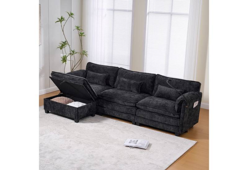 OKWISH Sofa 2-Sitzer aus Chenille mit Memory Foam und Schaumstofffüllung, inklusive USB-Anschluss, Seitentasche, Handyhalter und modularen Hockern, Loungesofa OKWISH Sofa 2-Sitzer aus Chenille mit Memory Foam und Schaumstofffüllung, inklusive USB-Anschluss, Seitentasche, Handyhalter und modularen Hockern, Loungesofa von OKWISH