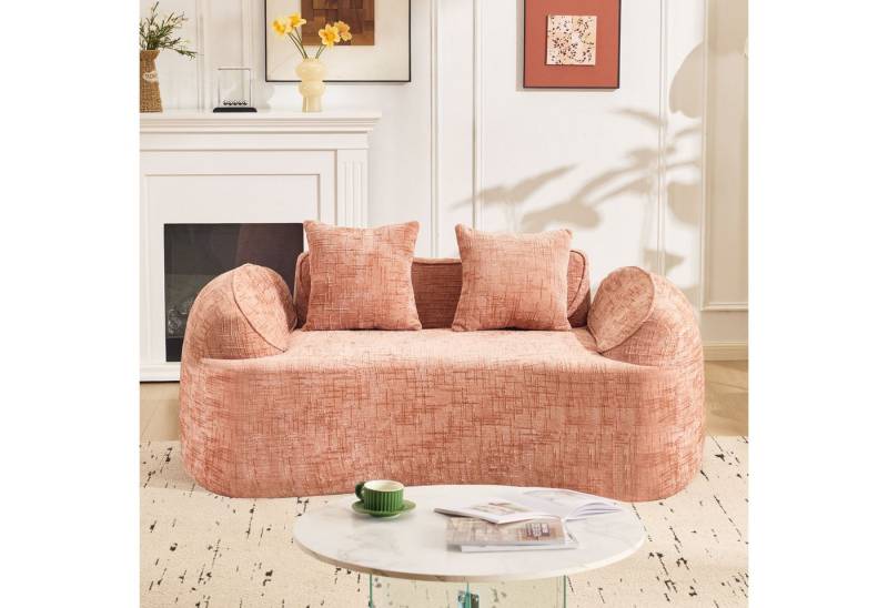 OKWISH Sofa Ecksofa Loungesofa, Gebogenes Zweisitzer-Sofa creme mit Armlehnen & 2 Kissen, ergonomische Polsterung sofort nutzbar ohne Montage 1 Teile von OKWISH