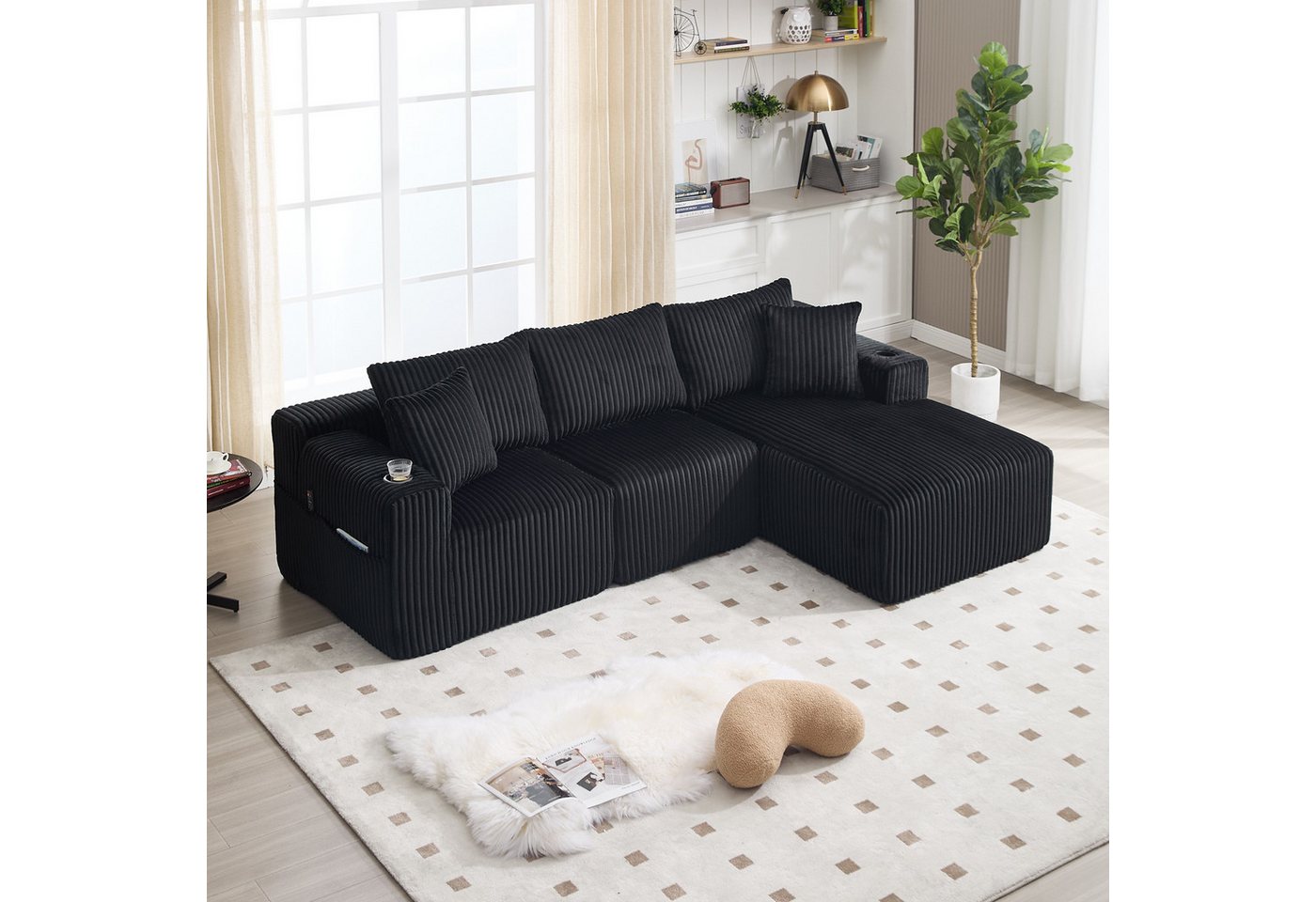 OKWISH Sofa Ecksofa Loungesofa, mit Chaiselongue & 2-Sitzer, inklusive 5 Kissen, Getränkehalter & Seitentaschen, individuell kombinierbar OKWISH Sofa Ecksofa Loungesofa, mit Chaiselongue & 2-Sitzer, inklusive 5 Kissen, Getränkehalter & Seitentaschen, individuell kombinierbar von OKWISH