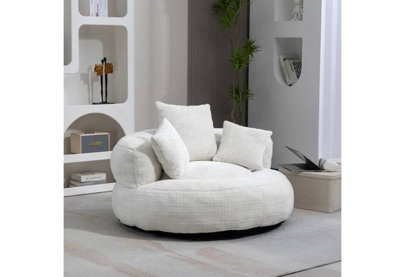 OKWISH Sofa Lazy Sofa,mit hohem Rücken und 3 Kissen, Lazy Sofa mit hohem Rücken und 3 Kissen – Ergonomischer Sitzsack für Erwachsene & Kinder, Chenille-Stoff, für Wohnzimmer, Büro & Schlafzimmer, 108 x 108 x 52 cm von OKWISH