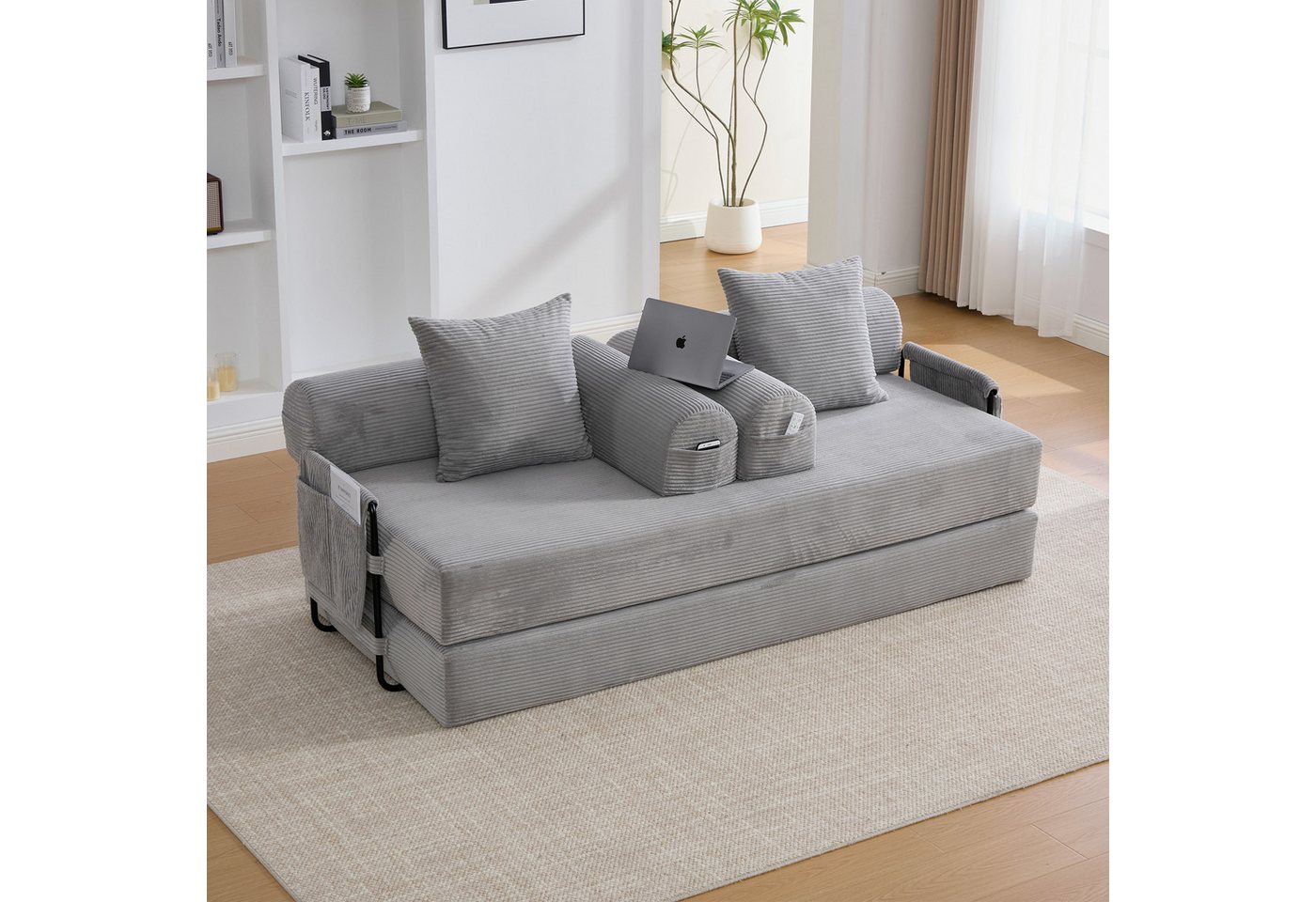 OKWISH Sofa Loungesofa Kindersofa, Stoffbezug, inklusive 3 Kissen und praktischen Seitentaschen, flexibel kombinierbar zur individuellen Loungegestaltung von OKWISH