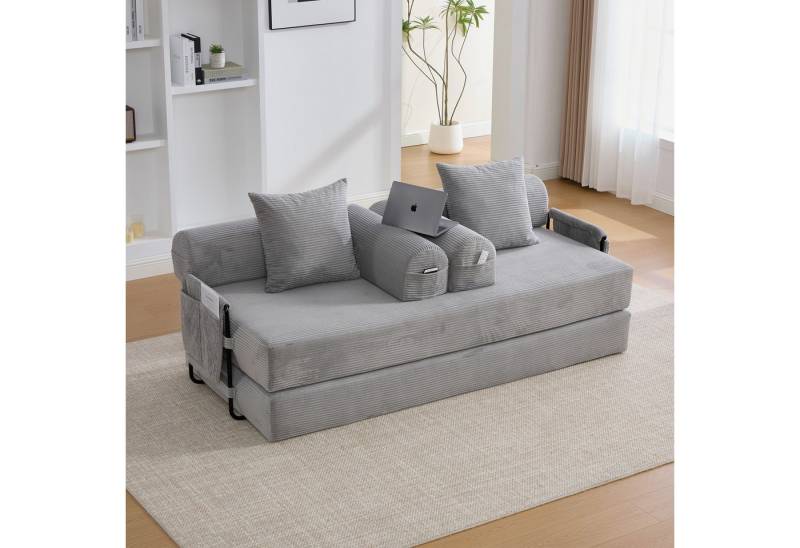 OKWISH Sofa Loungesofa Kindersofa, Stoffbezug, inklusive 3 Kissen und praktischen Seitentaschen, flexibel kombinierbar zur individuellen Loungegestaltung von OKWISH
