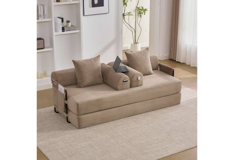 OKWISH Sofa Loungesofa Kindersofa, Stoffbezug, inklusive 3 Kissen und praktischen Seitentaschen, flexibel kombinierbar zur individuellen Loungegestaltung von OKWISH