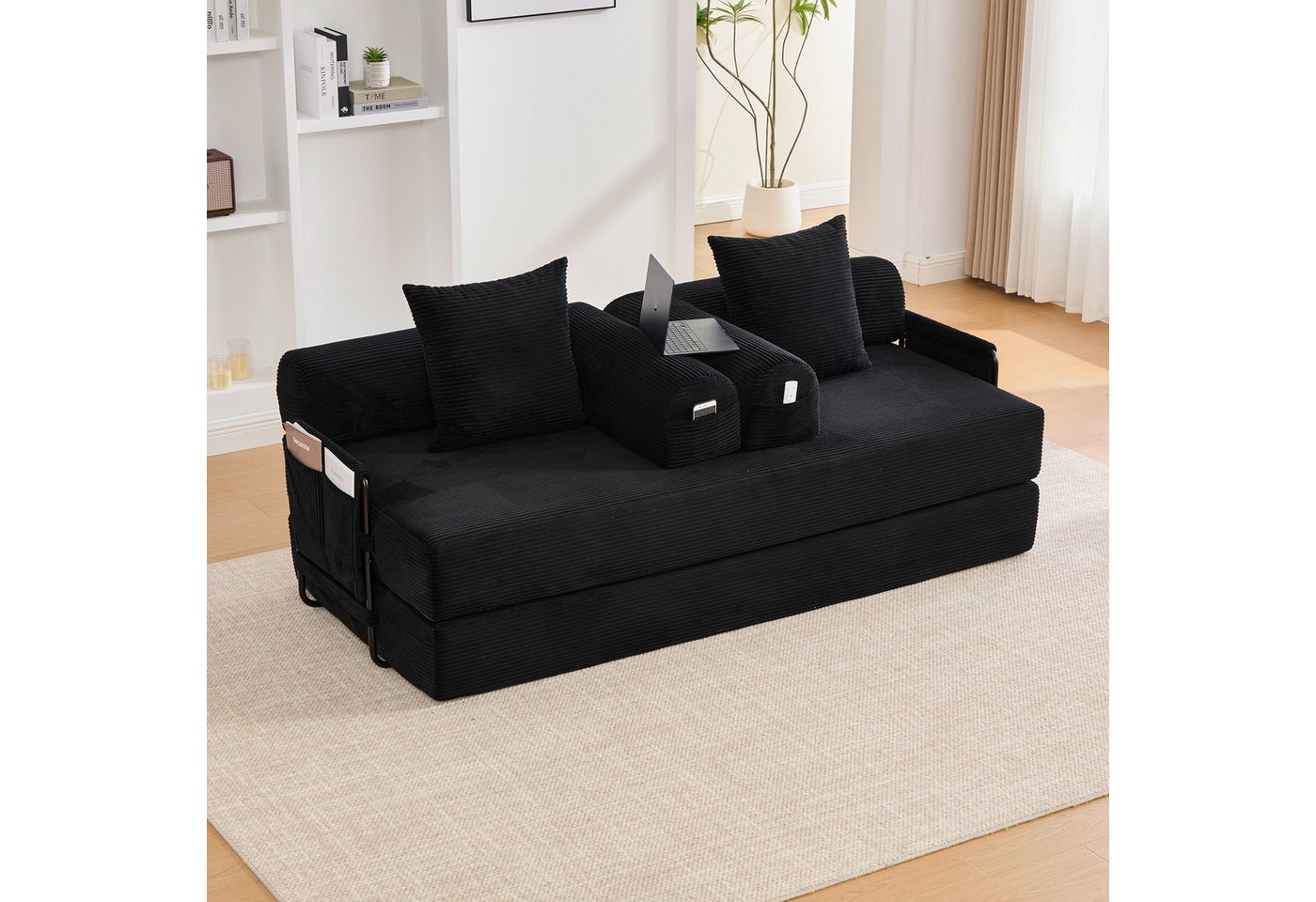 OKWISH Sofa Loungesofa Kindersofa, Stoffbezug, inklusive 3 Kissen und praktischen Seitentaschen, flexibel kombinierbar zur individuellen Loungegestaltung von OKWISH