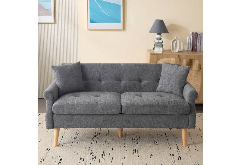 OKWISH Sofa Polstersofa,Sofa mit dicken Kissen, Kompaktes Doppelsofa aus Chenille-Stoff, 15 cm dicke Kissen, ergonomisches Design mit Massivholzbeinen, mit Relaxfunktion von OKWISH