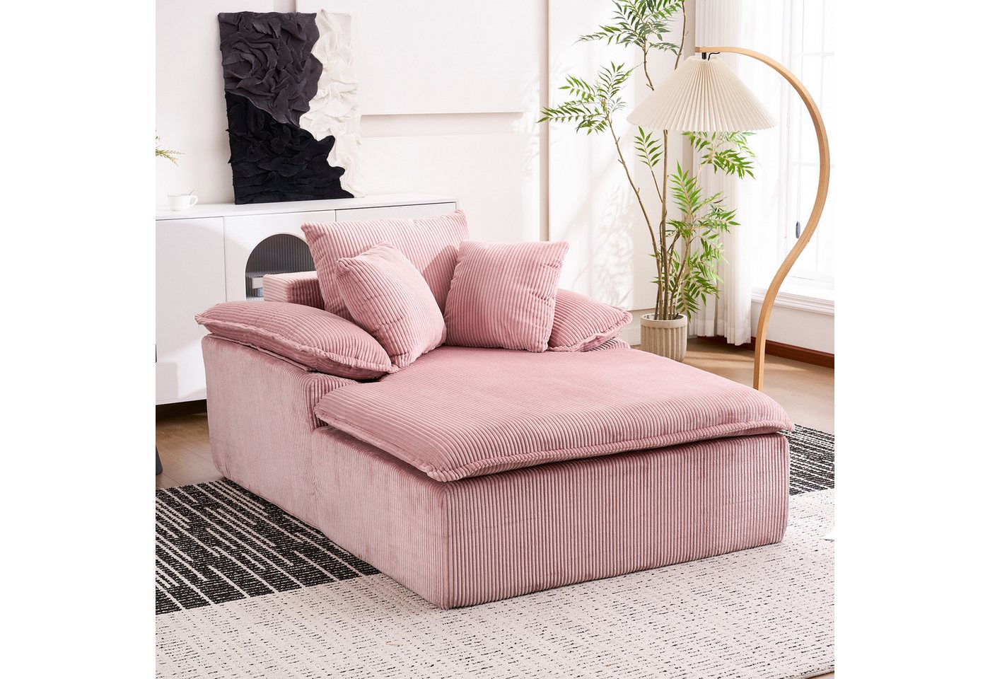 OKWISH Sofa mit extra breiten Armlehnen, 122cm Corduroy Relaxsessel ohne Rahmen – ergonomisch & sofort nutzbar 1 Teile von OKWISH