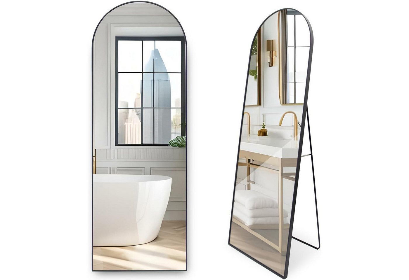 OKWISH Spiegel Minimalistischer Ganzkörperspiegel mit Aluminiumrahmen (Robuster Wandspiegel für einfache Montage, 1-St., ideal für Schlafzimmer und Ankleidezimmer), perfekt für Familien von OKWISH